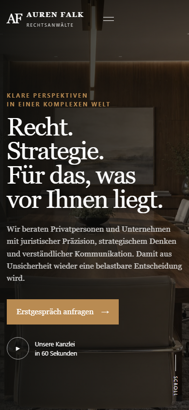 Auren Falk Kanzlei-Webdesign in Mobile-Ansicht