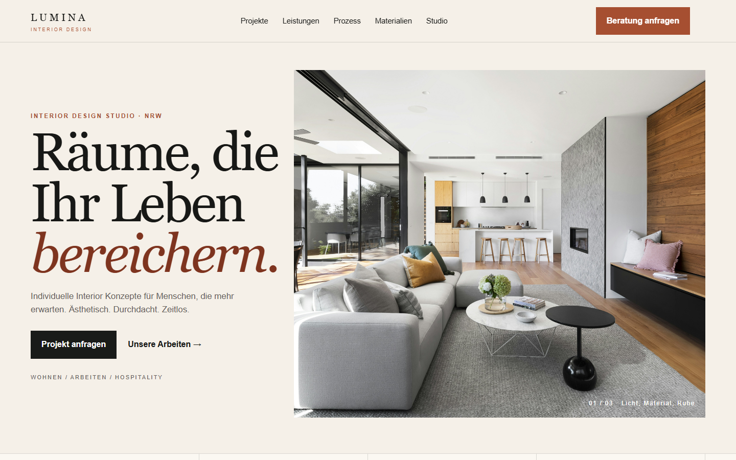 LUMINA Webdesign in Desktop-Ansicht