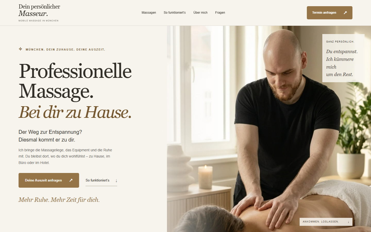 Mobile Massage München in Desktop-Ansicht