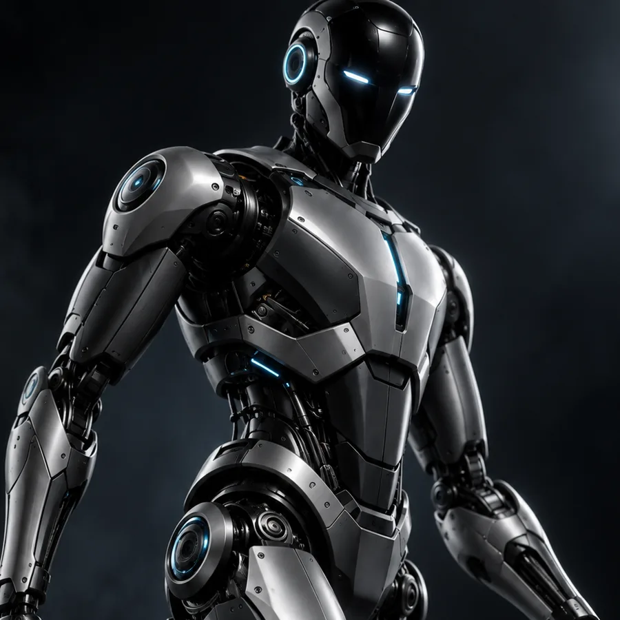 Humanoid robot interacting with a person in a modern research environment