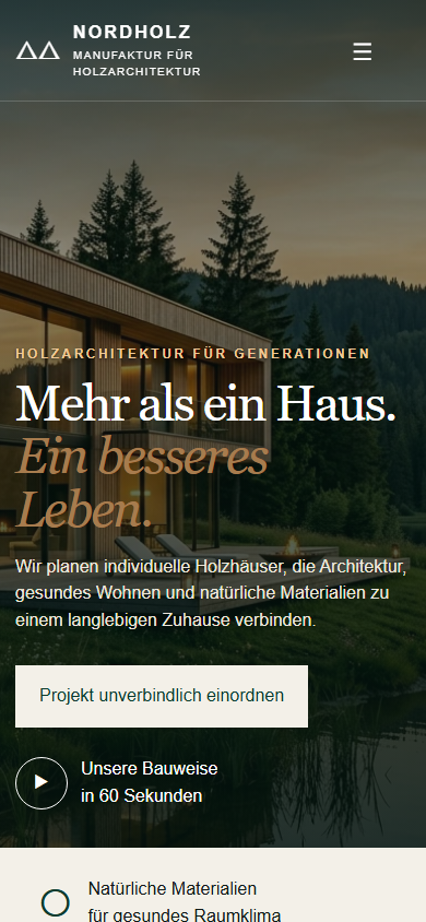NORDHOLZ Webdesign in Mobile-Ansicht