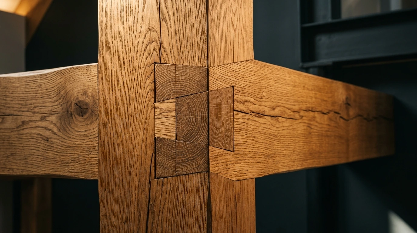 Detail eines hochwertigen Innenraums aus Holz