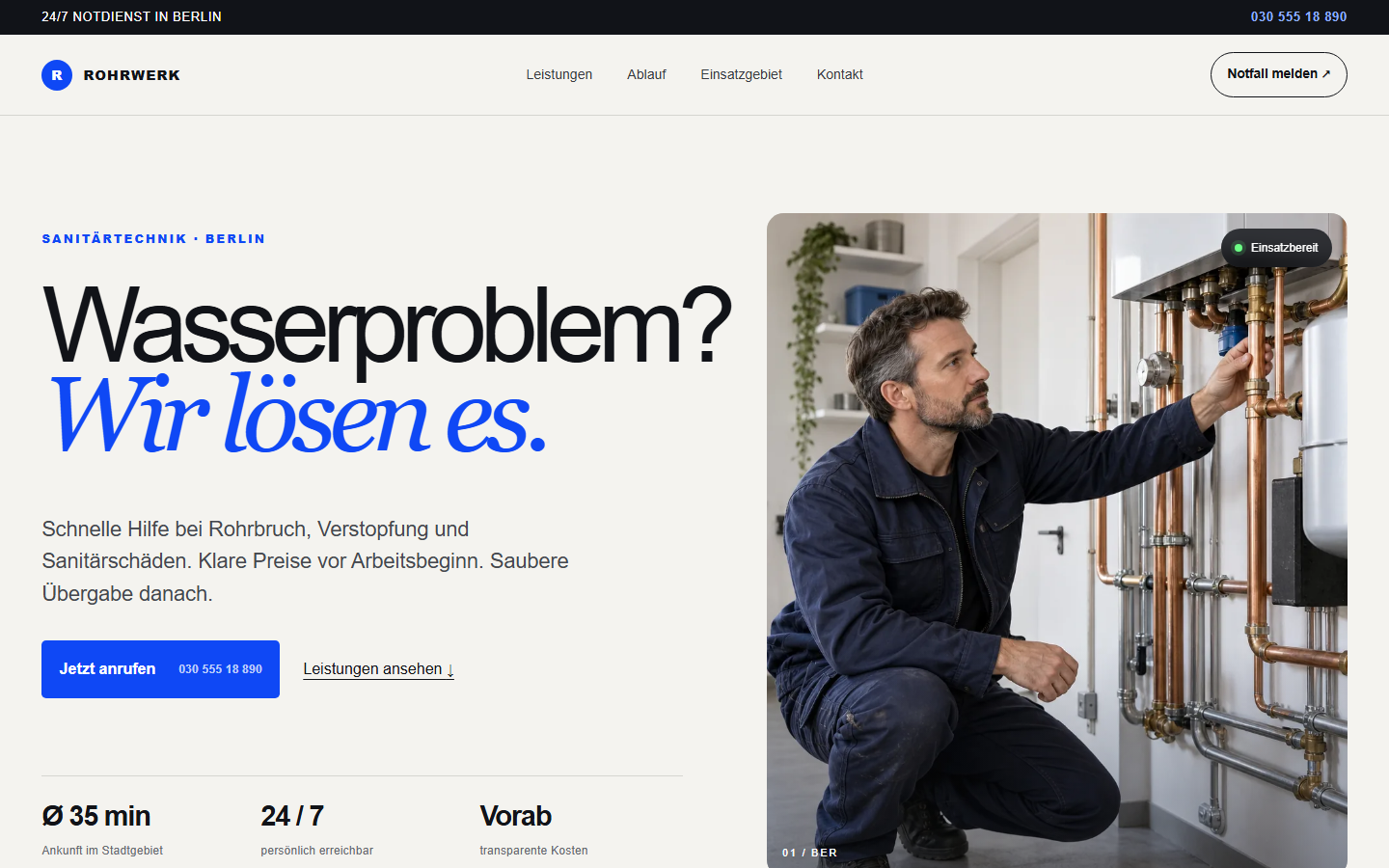 ROHRWERK Webdesign in Desktop-Ansicht