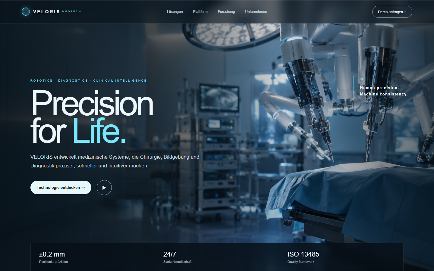 VELORIS Webdesign in Desktop-Ansicht