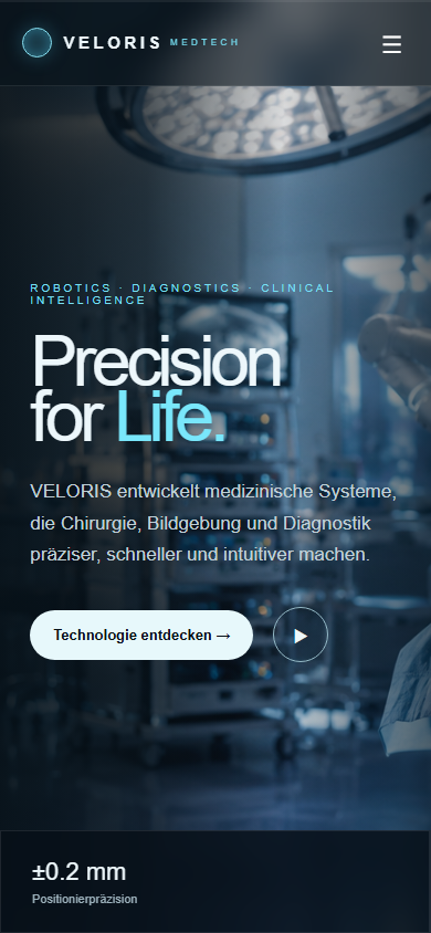 VELORIS Webdesign in Mobile-Ansicht