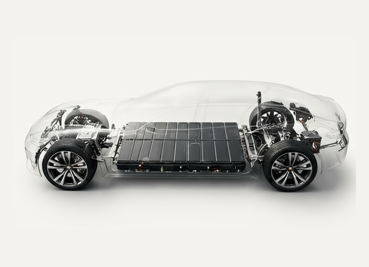 Technische Darstellung einer elektrischen Fahrzeugplattform